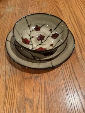 Pfaltzgraff Aster Floral Dinner Salad Plate and Cereal Bowl