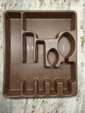 VTG Rubbermaid Silverware Flatware Utensil Tray Chocolate Brown 2922