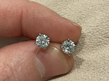 0.50CTW Round Cut Lab Grown Diamond 14k White Gold Solitaire Stud Earrings
