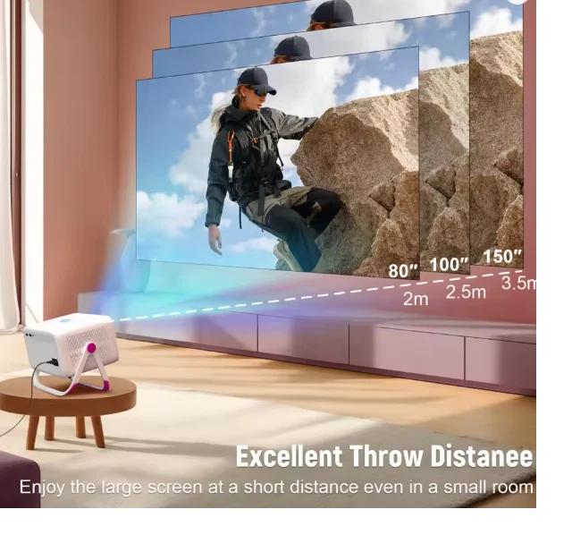 DT Pink 4K HD Projector 650 ANSI 1080P Auto Focus  Wifi6 BT5.2 Portable-NEW - Image 4 of 4