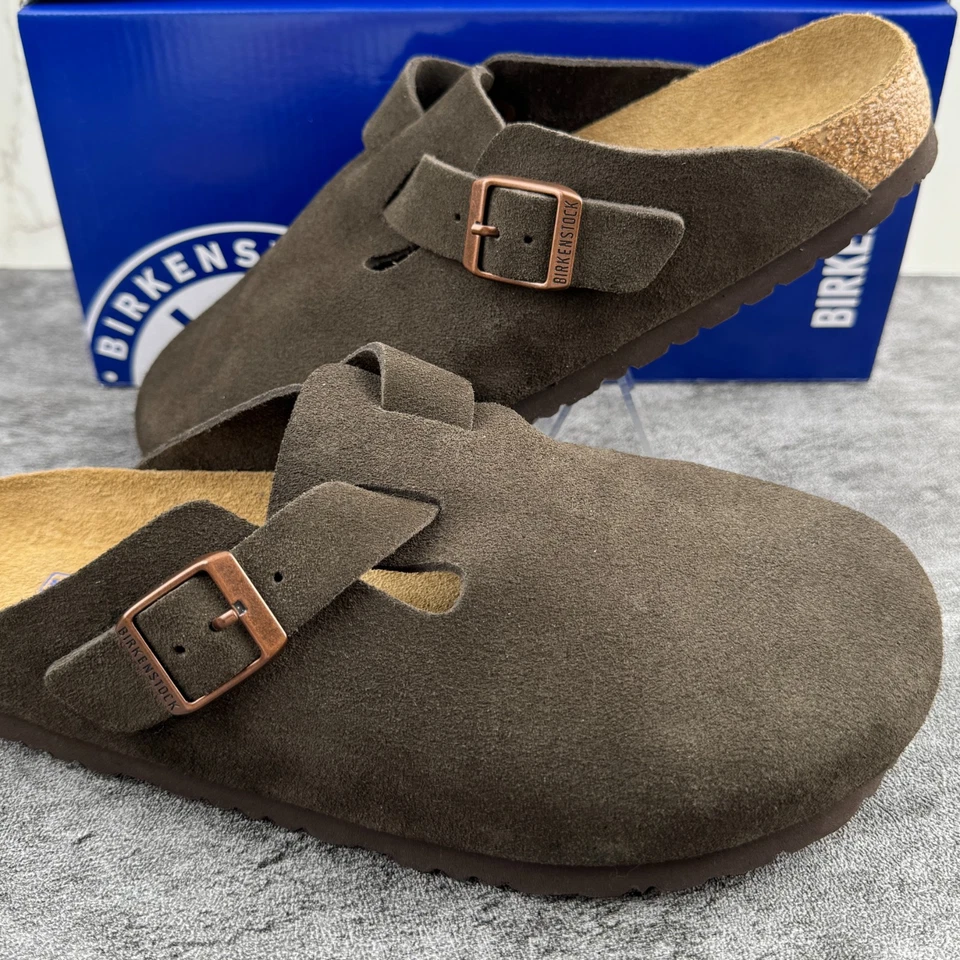 Birkenstock Boston Plantilla Suave Moca Gamuza Cuero Zapatillas Unisex/EU37-45 Foto 2 de 4