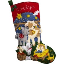 Bucilla Felt Applique Christmas Stocking Kit CHRISTMAS NATIVITY 18 in