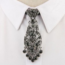 Men's Women Shiny Rhinestone Tie Necktie Adjustable Wedding Formal Party Unisex