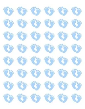 48 BABY BLUE FEET FOOTPRINTS ENVELOPE SEALS LABELS STICKERS 1.2" ROUND