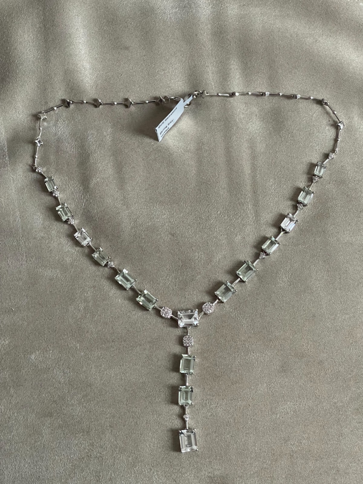 NEW - Stunning Green Amethyst & Real Diamond Solid Silver 925 Necklace, RRP £620 - Picture 16 of 16
