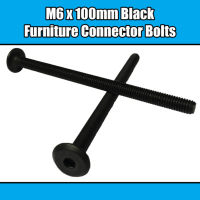 M6 x 100 mm schwarz Möbelverbinder Schrauben Innensechskant Befestigung Bett Kinderbett Einheit Tisch