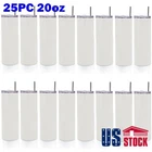 US-25pcs 20oz Sublimation Blank Skinny Tumbler Double Wall Vacuum Travel Cup