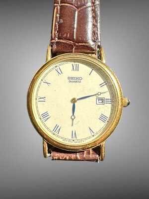 Vintage Seiko Quartz Watch 7N29-8A09 (RO) 34mm Brown Leather