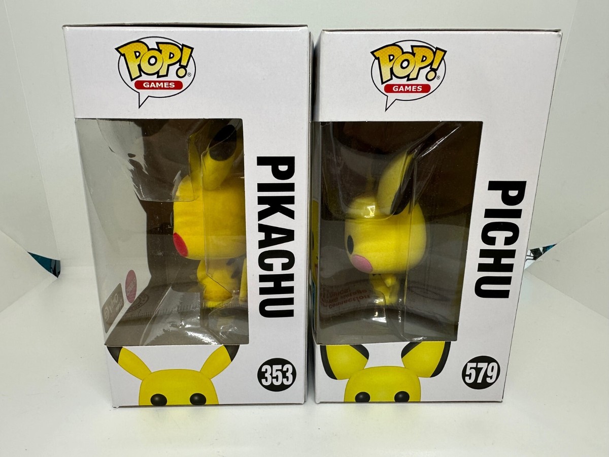 Funko Pop! Games Pokemon Pikachu 353 Gamestop Flocked And Pichu