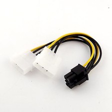 1x Dual 4 Pin Molex IDE to 6Pin PCI Express Video Card Power PCI-E Adapter Cable