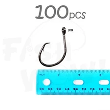 Fish WOW!® 100pcs Size 9/0 Fishing 4x strong Offset circle hook Short Shank NEW