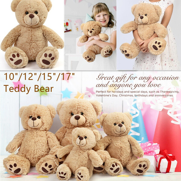 Brown Plush Teddy Bear Stuffed Animal Soft Plushies Girl Kids