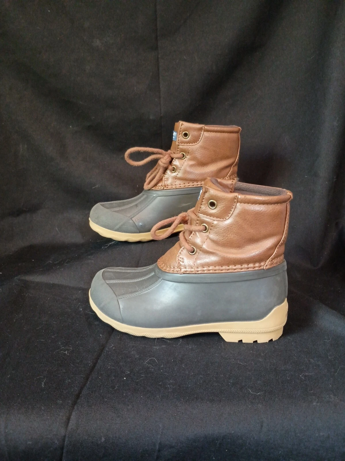 Sperry Lace Up Rain Duck Boots Port Boot Youth Size 12 Brown