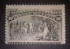 Travelstamps: 1893 US Stamps Scott #237 Presenting Natives mint, og lh, 10 cents