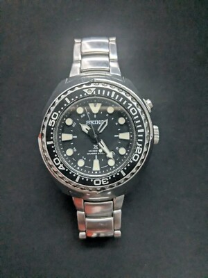 SEIKO ProspeX SUN019 Kinetic Diver's Watch GMT Silver Steel Lume