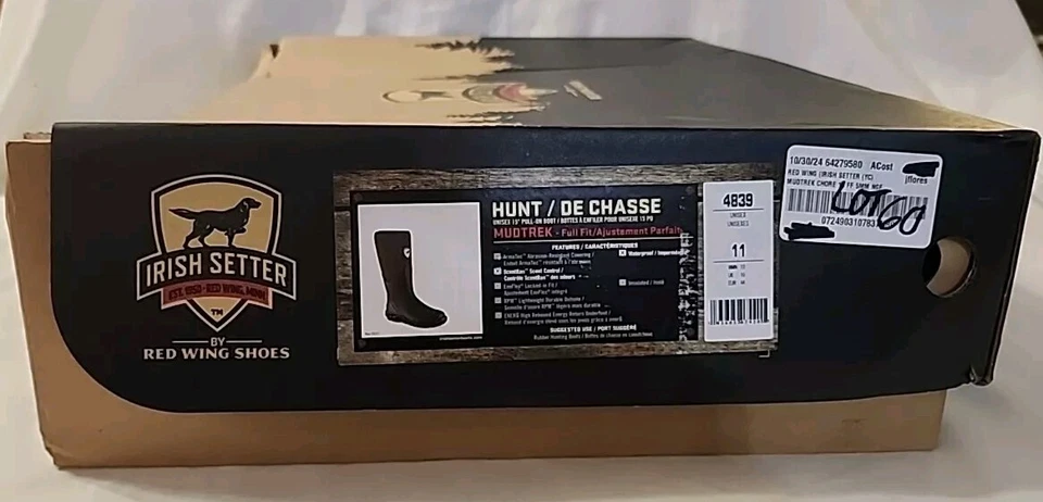 IRISH SETTER MUDTREK 15" PULL-ON HUNTING BOOTS UNISEX 11 BROWN/BLACK 4839 - Image 4 of 4