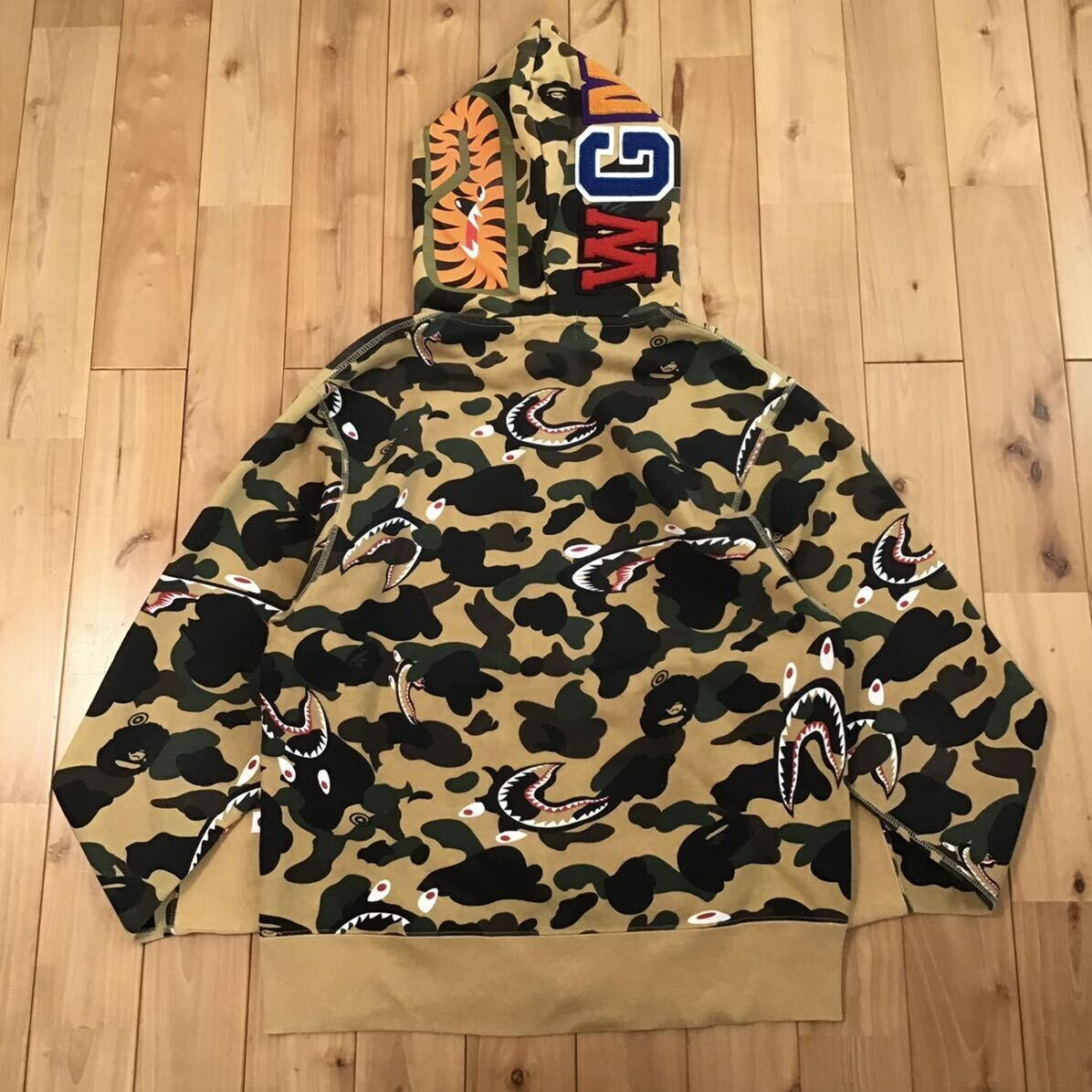 BAPE 1st camo yellow shark full zip hoodie A Bathing Ape Size S | eBay