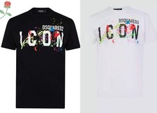 DSQUARED2/ICON SPLASH White/Black T-SHIRT S to XXL UK SIZE FREE FAST DELIVERY DQ
