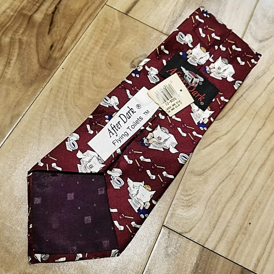 Corbata After Dark Flying Toilets años 90 salvapantallas corbata tecnología seda EE. UU. de colección nos Foto 4 de 4