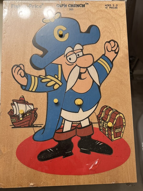 Vintage Fischer Price Board Puzzle - Captain Crunch (Used Condition)