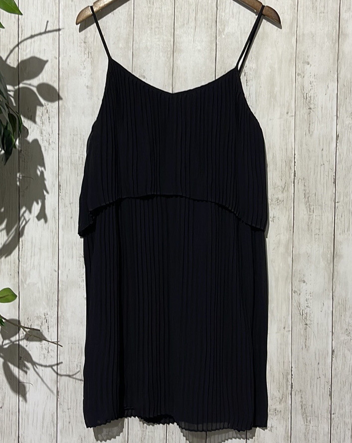 BCBGeneration Black Pleated Layered Spaghetti Str… - image 1