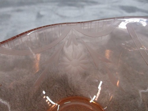 Depression Glass Sugar Bowl And Creamer Set Pink Floral Etched Vintage Handle * - Picture 8 of 16