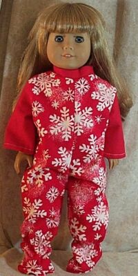 Doll Clothes Made2Fit Girl 18'' in Pajamas Footed One Piece Snowflakes