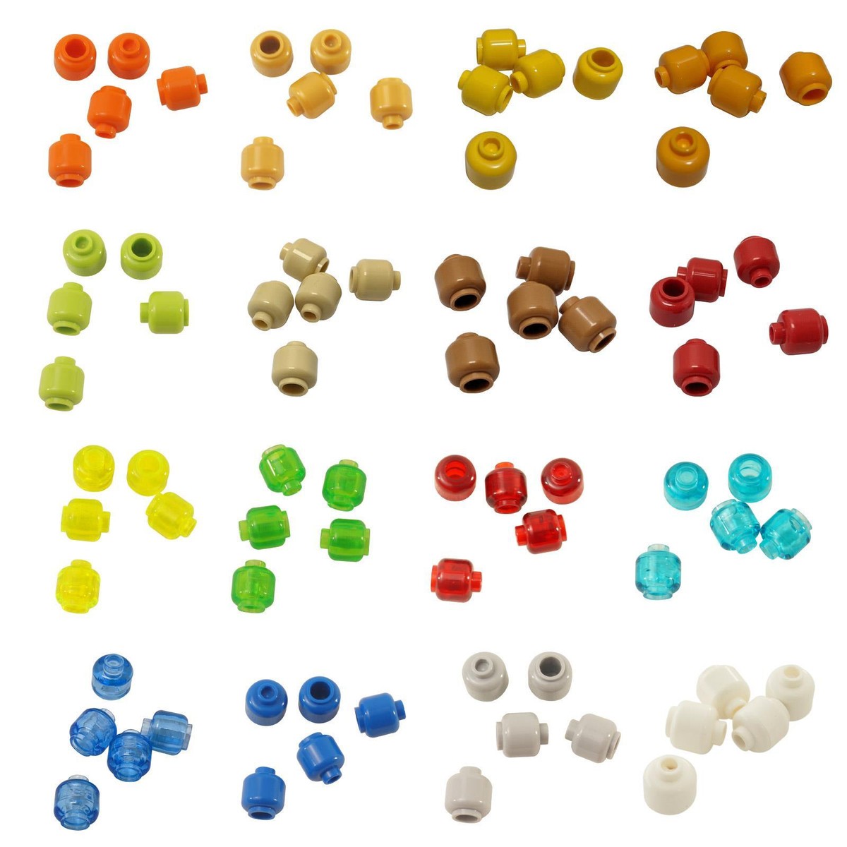 LEGO Minifigure Head (Plain) - Hollow Stud - Choose Color