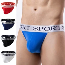 Men Ice Silk Thong Pouch Bikini Jockstrap Hipster Seamless G-string Underwear US