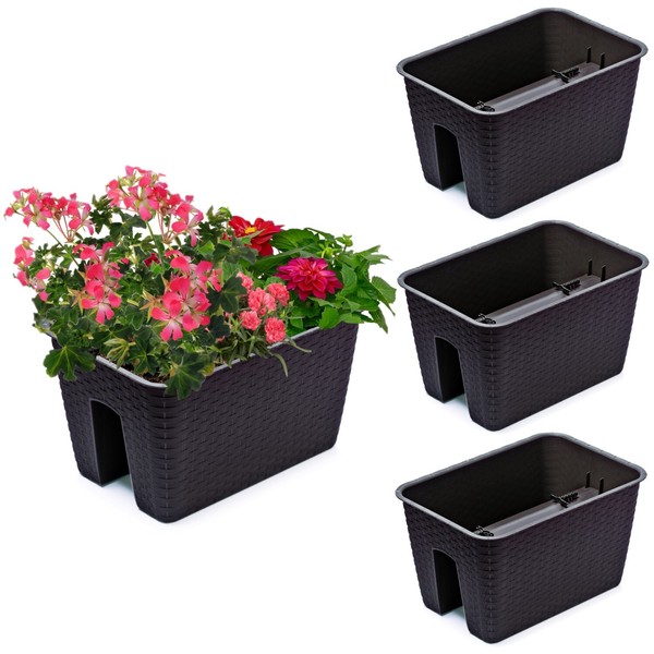 3 X Balkonkiste 13L Blumenkasten GeläNderkasten 27,2 X 39,6 Cm H 22,5 Cm Umbra-image