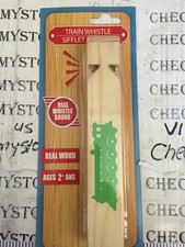 Wooden Train Whistle 2 Real Wood makes whistle noise 7.5 Inches Green Brown