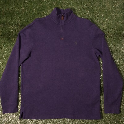 Polo Ralph Lauren Quarter Zip Purple Pullover Sweater Green Pony