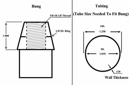 5/8-18 LH Weld-In Bung 120 Wall Fabricating Threaded Tube Adapter Pro Mod - Picture 3 of 4