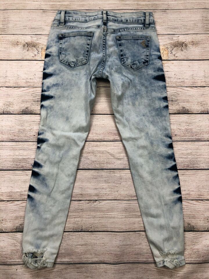 VIP Distressed Tie Dye Skinny Jeans Size 1/2 1 2 Bleach Acid Wash Crop ...