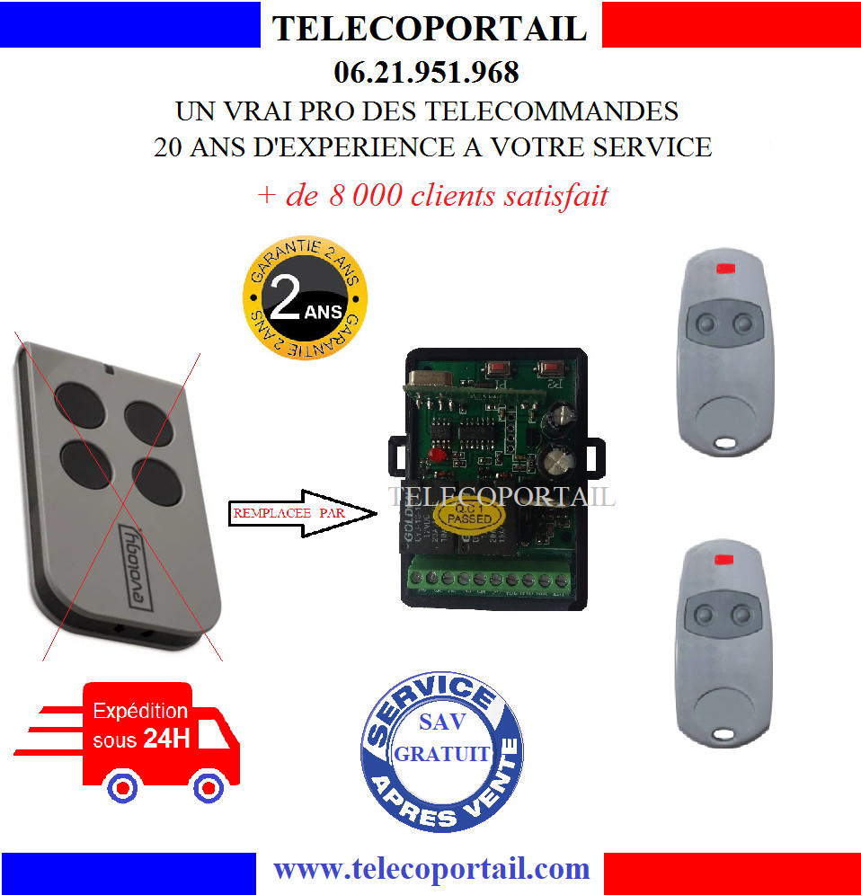 Télécommande Evology EVOGO4 émetteur portail compatible Evoslide Evoarm Evostil
