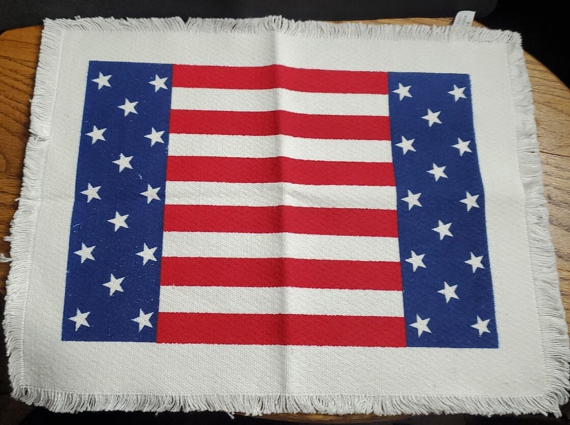 Tableware Placemats made in India- Set of 4  Placemats w/American Flag Design*