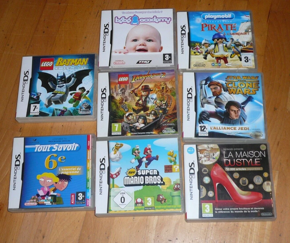 Lot de 8 boites jeux Nintendo DS - sans cartouches avec notices - Photo 1/1