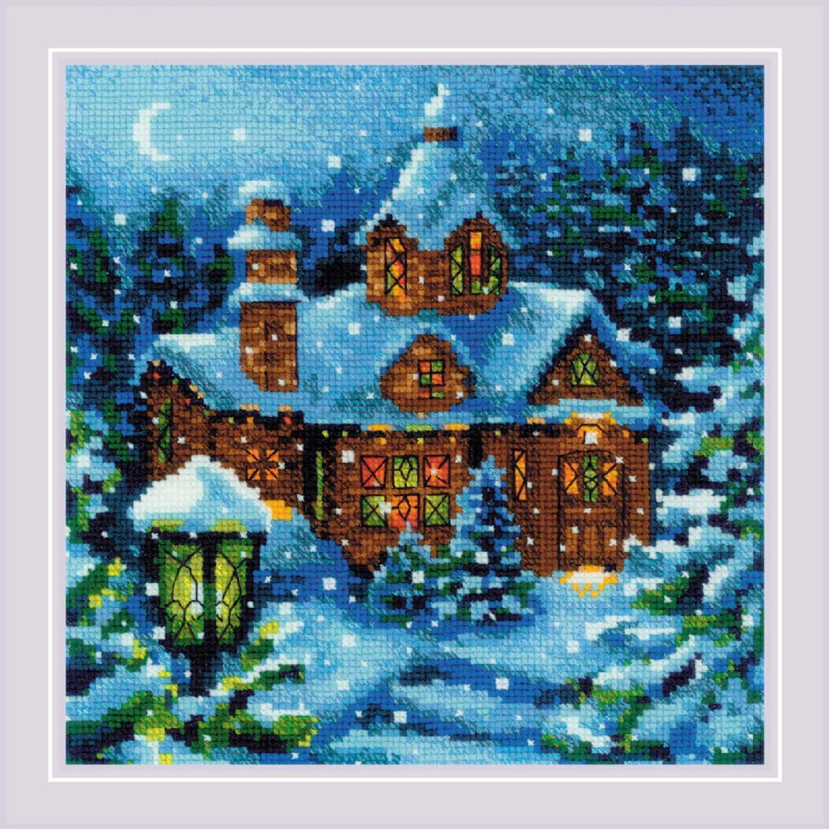 Riolis counted cross stitch kit ""Snowfall in the Forest"", 20x20cm, DIY