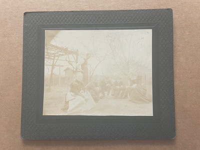 Vintage Photo Cabinet Card FAMILY POSING Looking Lost Item Ground ID'd Brookover