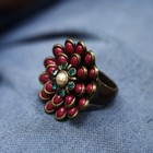 QVC Fern Mallis Brasstone Cabochon Flower Ring Size 7 — photo 4