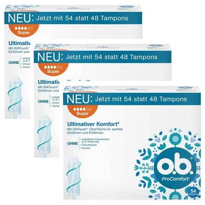 ob ProComfort super o.B. Tampons 3x 54 = 162 Stück mit SilkTouch 3xPZN 17454923