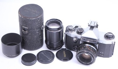 Praktica Super TL Film Camera Pentacon 50mm f1.8 Pentax Takumar 135mm f3.5 Lens