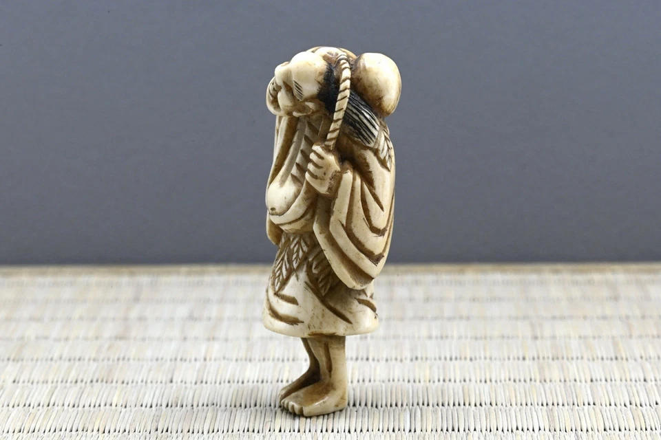 Antiguo japonés Netsuke Hyotan Sennin (calabaza inmortal) Edo 1603-1868 de Japón Foto 2 de 4