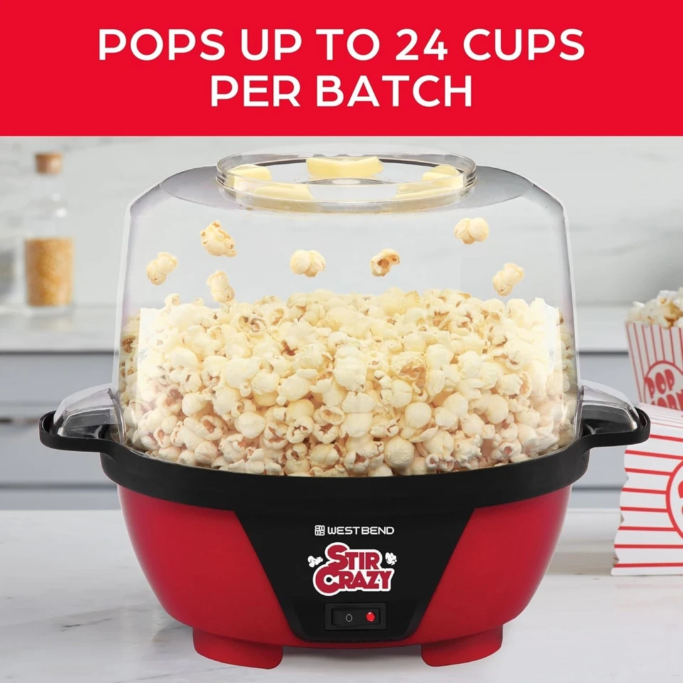 West Bend Stir Crazy Hot Oil Popcorn Popper 6-Quart Machine with Stirring Rod - Image 3 of 4