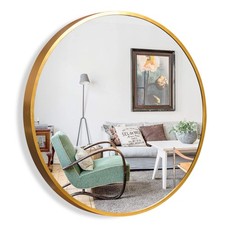 NeuType 28" Round Circle Wall Mirror Metal Framed Large Vanity HD Glass