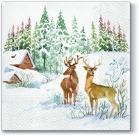 20 Servietten Deers On Snow - Hirsche In Schneelandschaft 33X33Cm