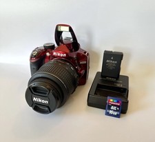 Nikon D3200 DSLR Red Digital Camera 24.2MP 18-55mm Lens Charger Battery 16GB SD