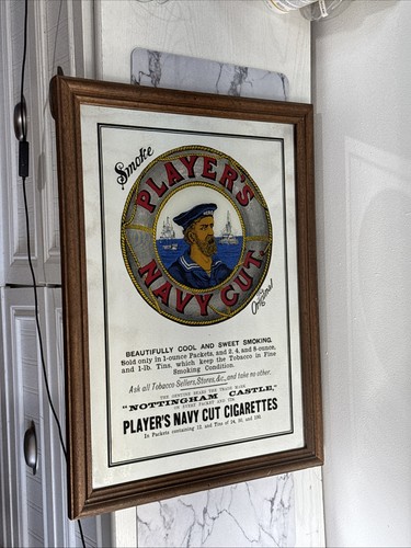 Insegna Specchio Pub Taglio Marina Militare Giocatore Taglio Tabacco e Sigarette Cornice Legno "25 X 18,5" - Foto 5 di 18