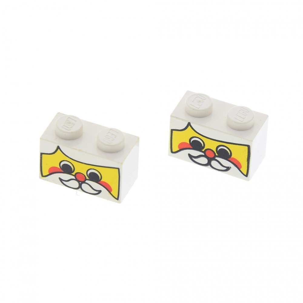2x Lego Building Brick 1x2x1 White Printed Santa Claus 3004px20