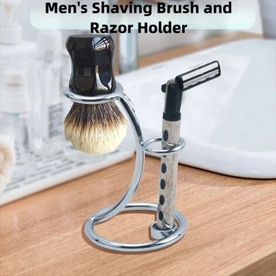 Metal Razor Stand Holder Portable Art Shaving Brush Stand Men Beard Brush Stand